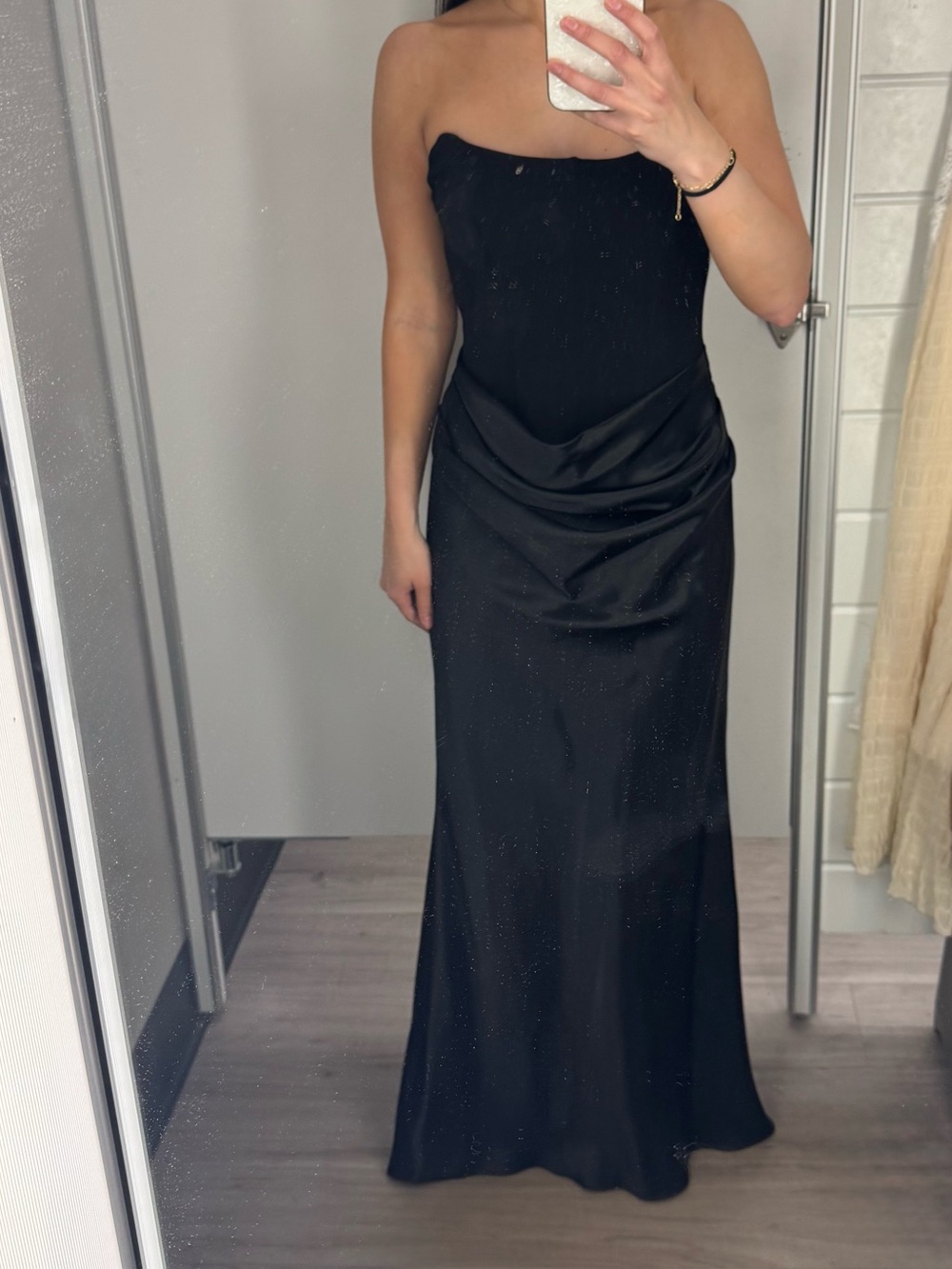 Betsy & Adam Black Floor-Length Strapless Maxi dress
